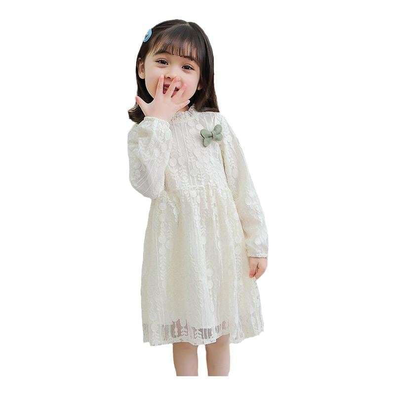 キッズドレス  レース花柄ガールズワンピース