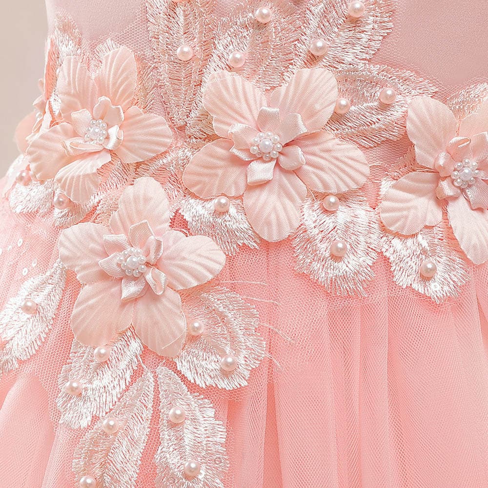 ピアノ発表会 結婚式用 キッズドレス 花刺繍ピアノ発表会用ドレス 子供用正装 結婚式パーティー対応