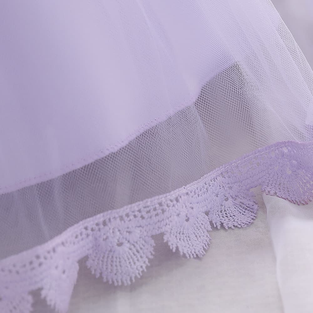 ピアノ発表会ドレス 結婚式用 キッズドレス 4色展開 女の子 花刺繍フリル レース付き フォーマル 子供ドレス