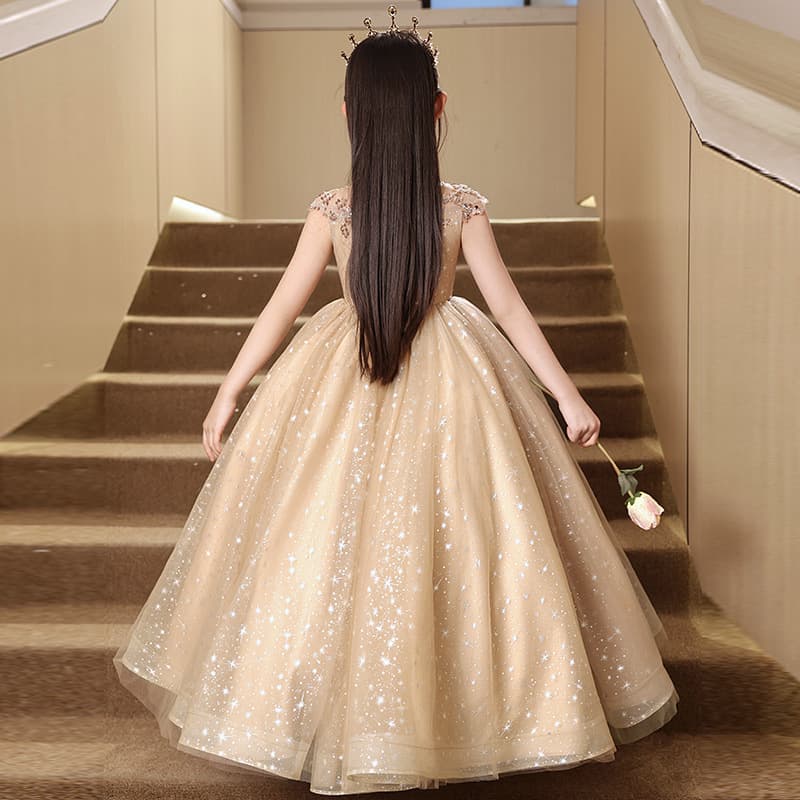 キッズドレス 星空のプリンセス ティアラ付きロングドレス