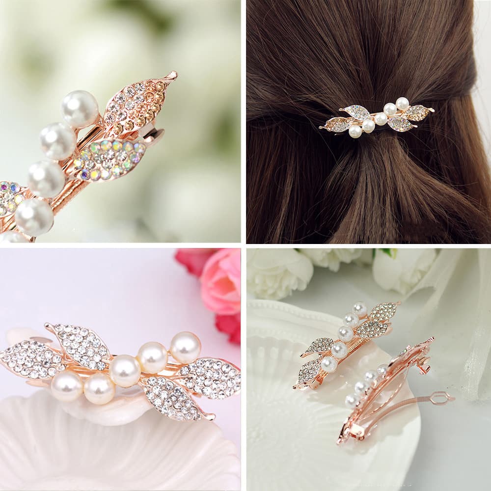ピアノ発表会用 髪飾り キッズドレス用 ヘアアクセサリー 華やか葉っぱバレッタ 発表会髪飾り