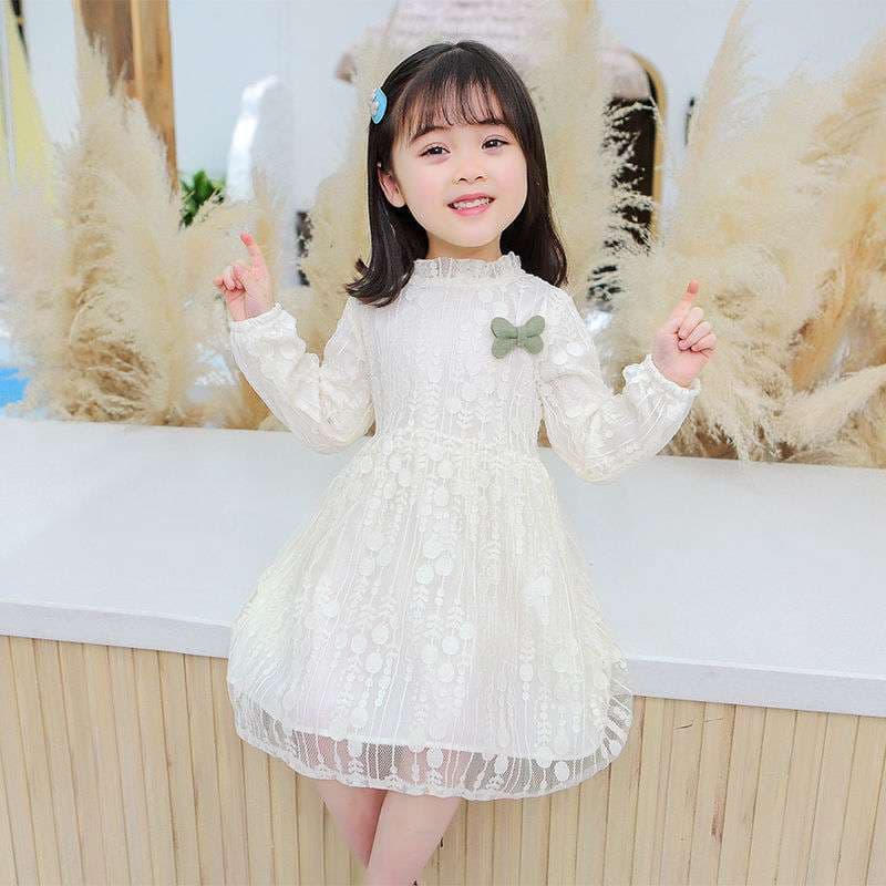 キッズドレス  レース花柄ガールズワンピース