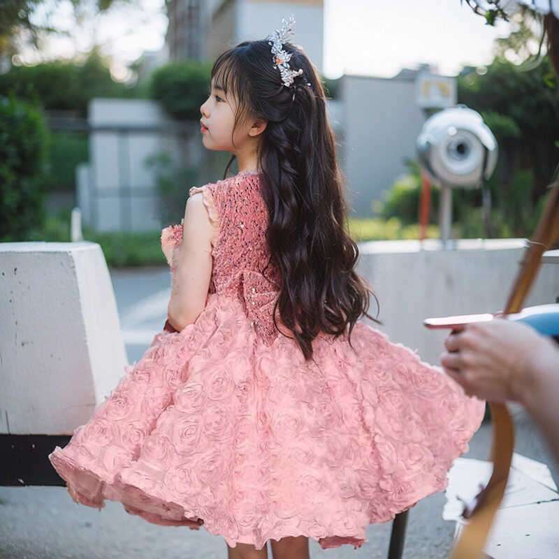 キッズドレス  ふんわりローズモチーフのプリンセスドレス