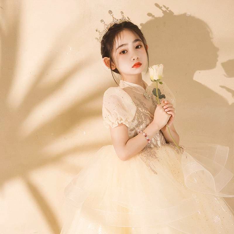 キッズドレス  姫系ティアードチュールドレス