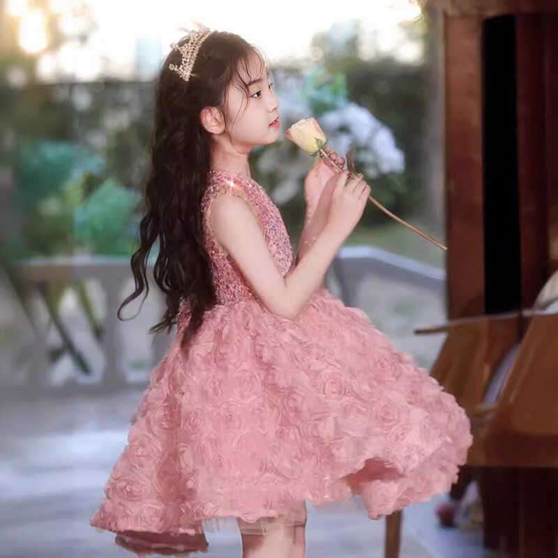 キッズドレス  ふんわりローズモチーフのプリンセスドレス
