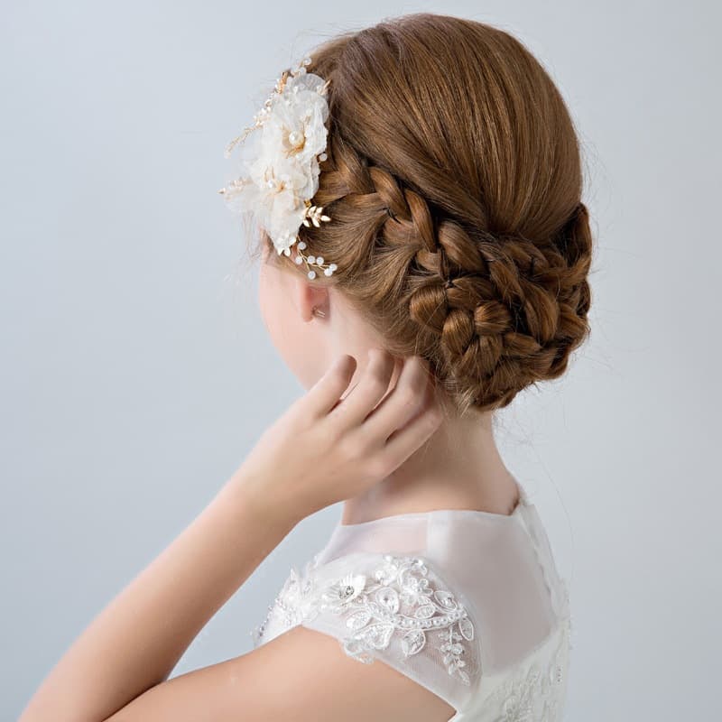 ピアノ発表会用 髪飾り 結婚式用 ヘアアクセサリー 花飾りパール付き