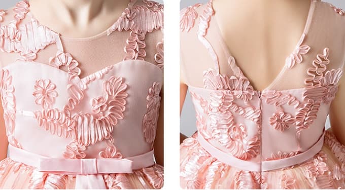 ピアノ発表会ドレス 結婚式 キッズドレス 女の子 ピアノ発表会 お姫様風 花柄刺繍ドレス