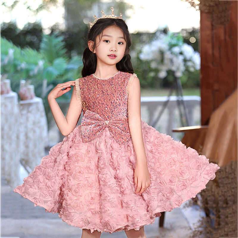 キッズドレス  ふんわりローズモチーフのプリンセスドレス