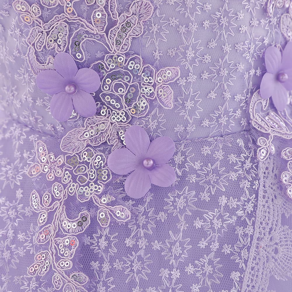 ピアノ発表会ドレス 結婚式用 キッズドレス 4色展開 女の子 花刺繍フリル レース付き フォーマル 子供ドレス