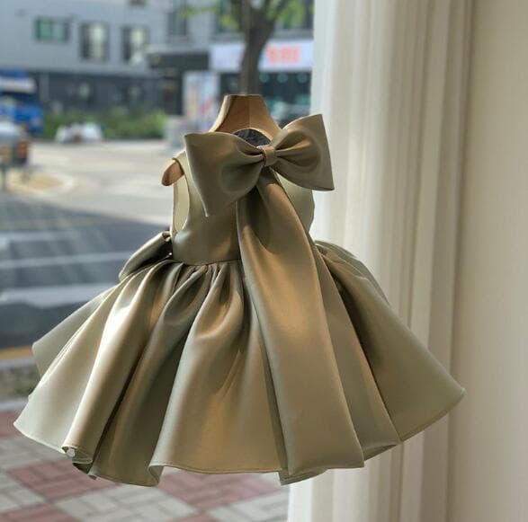 ピアノ発表会 結婚式用キッズドレス リボン付きノースリーブドレス 華やか上品 女の子