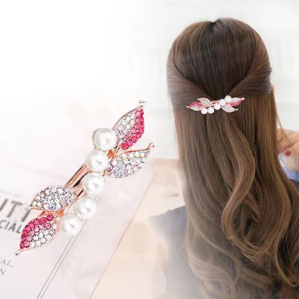 ピアノ発表会用 髪飾り キッズドレス用 ヘアアクセサリー 華やか葉っぱバレッタ 発表会髪飾り