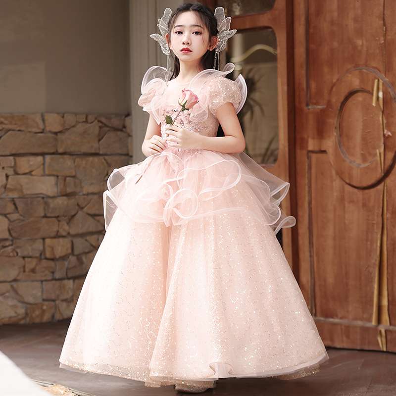 キッズドレス 妖精風ティアードチュールプリンセスドレス