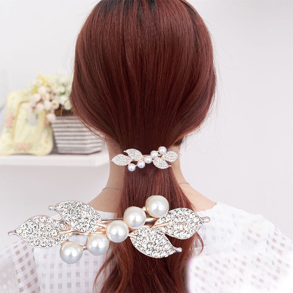 ピアノ発表会用 髪飾り キッズドレス用 ヘアアクセサリー 華やか葉っぱバレッタ 発表会髪飾り