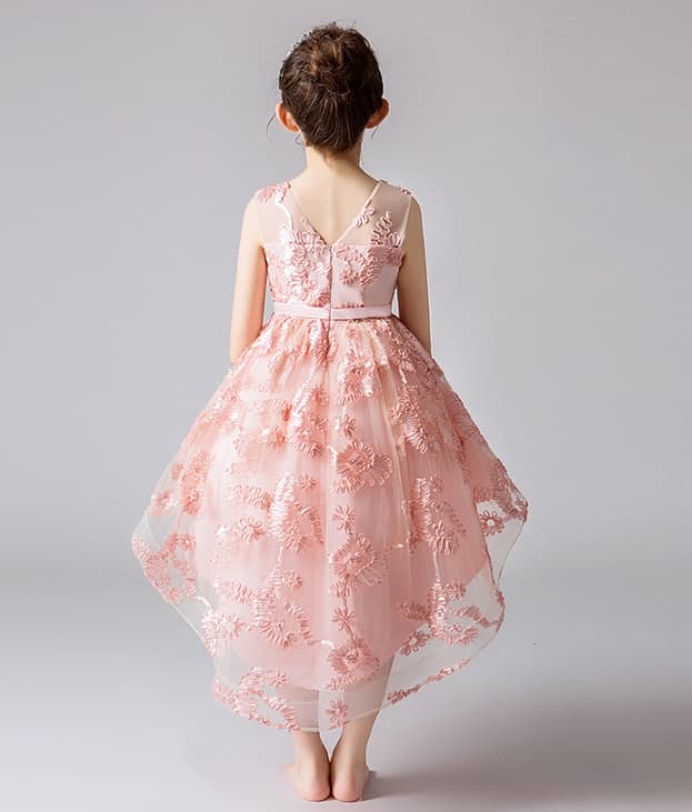 ピアノ発表会ドレス 結婚式 キッズドレス 女の子 ピアノ発表会 お姫様風 花柄刺繍ドレス