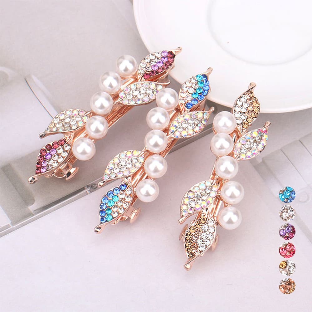 ピアノ発表会用 髪飾り キッズドレス用 ヘアアクセサリー 華やか葉っぱバレッタ 発表会髪飾り