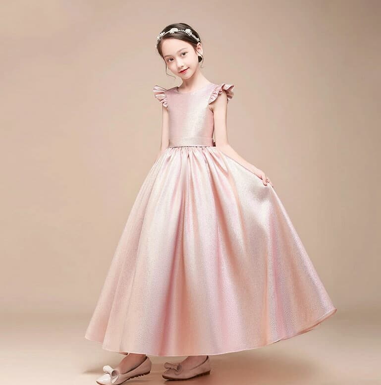 ピアノ発表会 結婚式用 キッズドレス 華やか蝶結び ロング丈パーティードレス