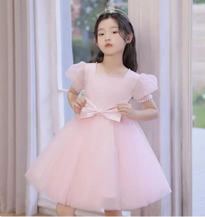 ピアノ発表会 結婚式用 子どもドレス パールリボン付きフォーマル子どもドレス