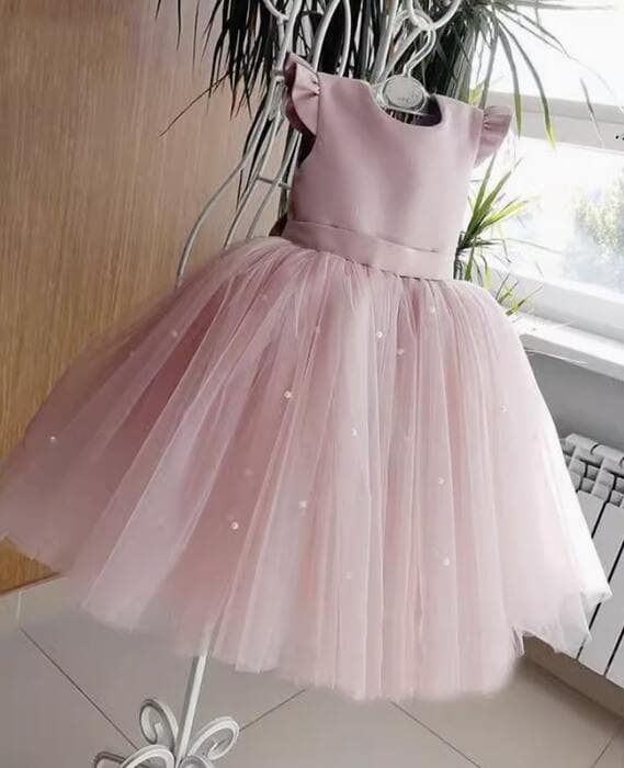 ピアノ発表会 結婚式用 子どもドレス プリンセス風ドレス パールリボン付き