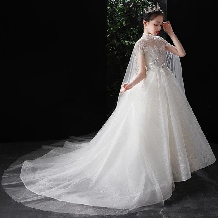 ピアノ発表会 結婚式用 子どもドレス 長いボールガウン付き ロングカクテル子どもドレス