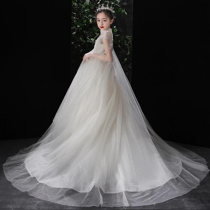 ピアノ発表会 結婚式用 子どもドレス 長いボールガウン付き ロングカクテル子どもドレス
