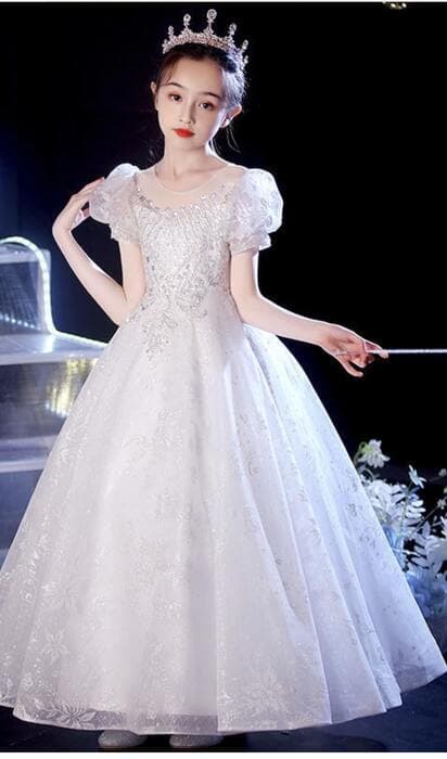 ピアノ発表会 結婚式用 子どもドレス パフスリーブキッズドレス フォーマルスタイル