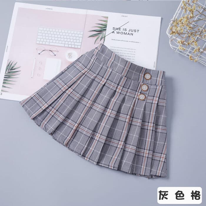 子ども服 制服風パステルチェックプリーツ子ども スカート
