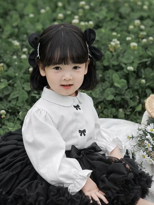 子ども服 モノクロガーリーデザイン 子どもカーディガン