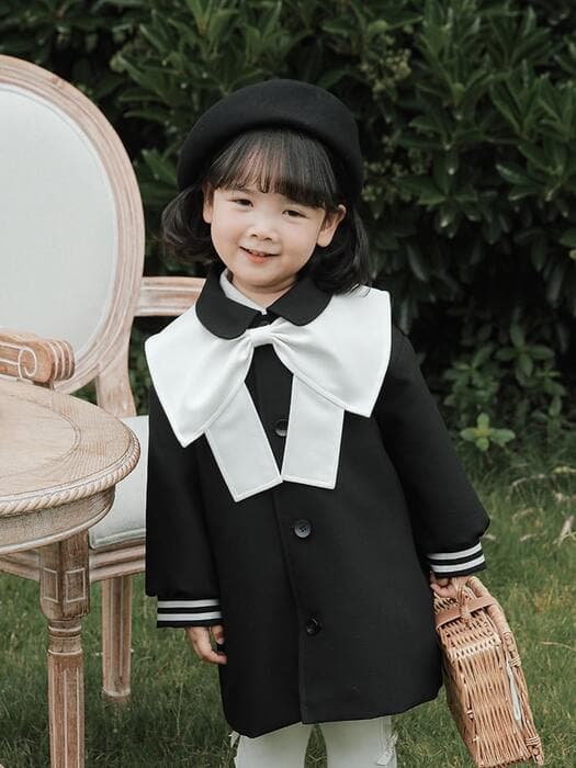 子ども服 モノクロガーリーデザイン 子どもカーディガン