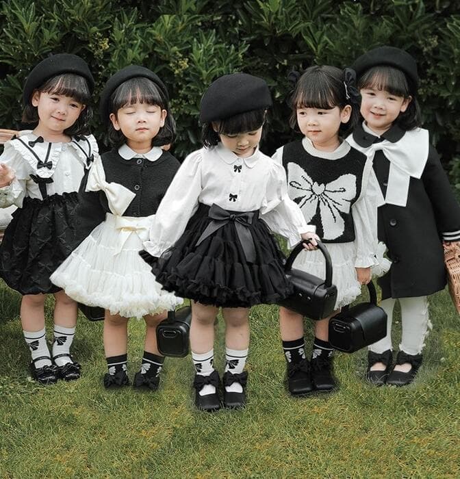 子ども服 モノクロガーリーデザイン 子どもカーディガン