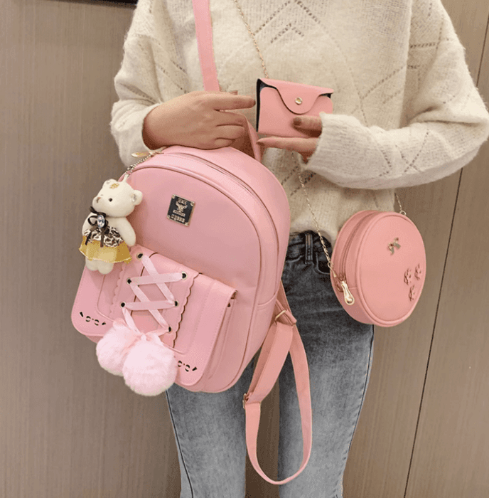 子ども服 ガーリーデザイン 編み上げ子どもリュック