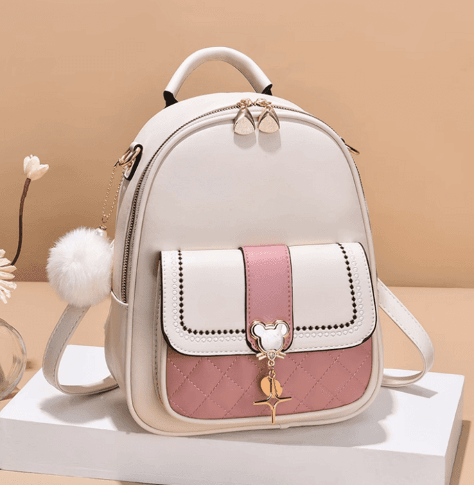 子ども服 子どもリュック チャーム付きレザーバッグ