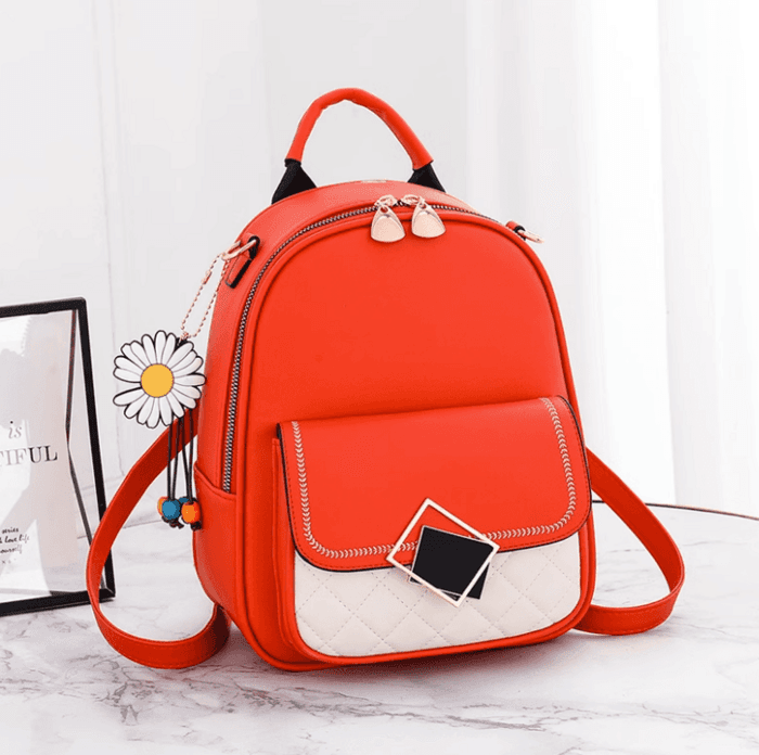 子ども服 バイカラー レザー子どもリュック