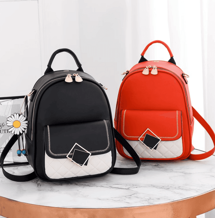 子ども服 バイカラー レザー子どもリュック