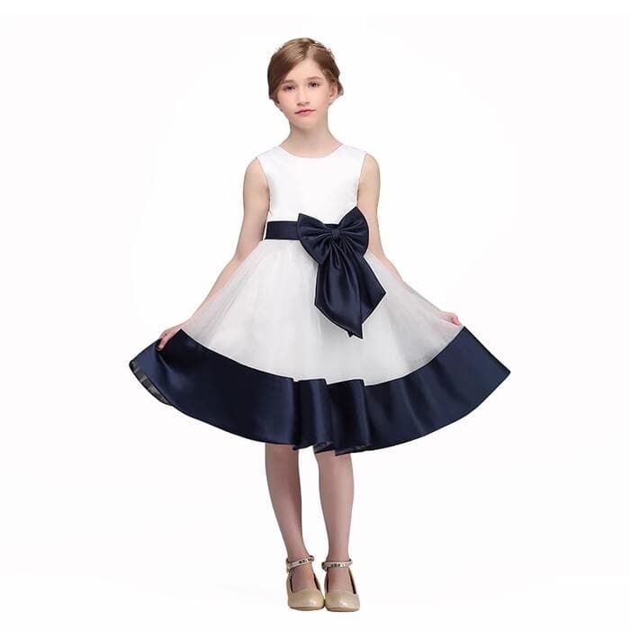 ピアノ発表会 結婚式用 子どもドレス チュールサテンウエストリボンワンピースドレス