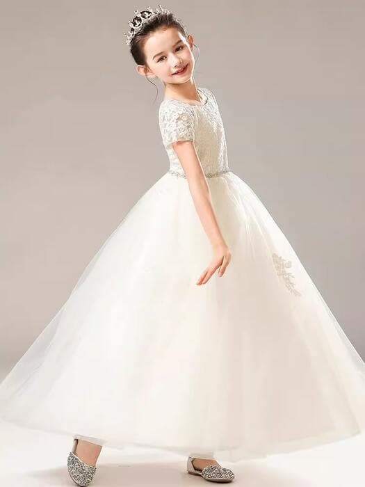 ピアノ発表会 結婚式用 子どもドレス 刺繍チュチュ子どもロングワンピースドレス