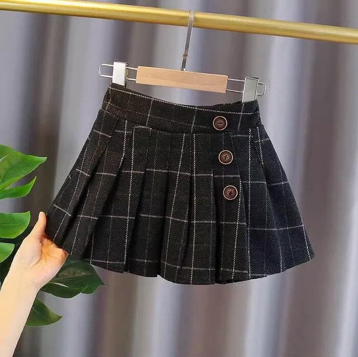 子ども服 子どもチェックボタンミニプリーツスカート
