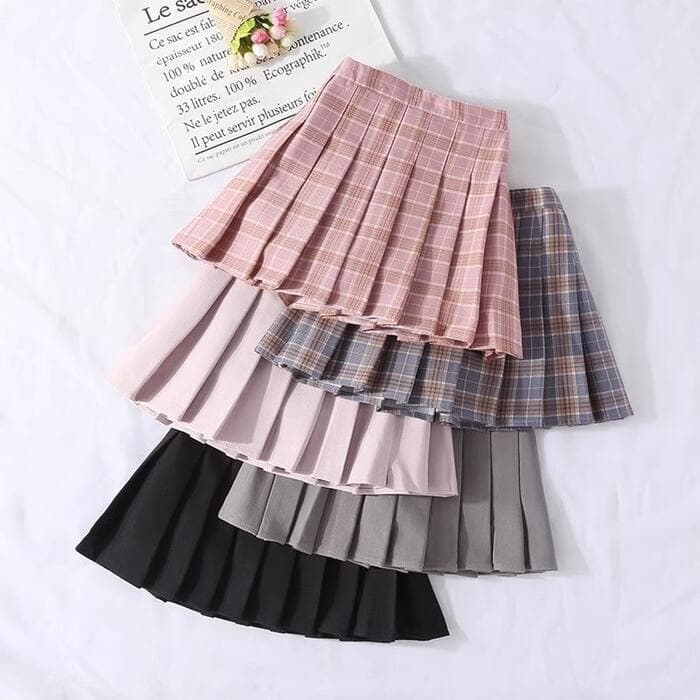 子ども服 子どもチェック無地プリーツミニスカート