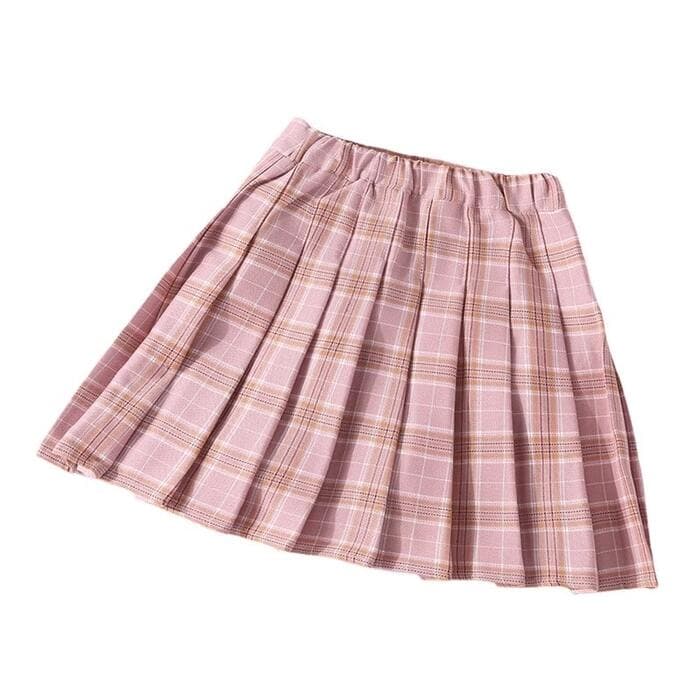 子ども服 子どもチェック無地プリーツミニスカート