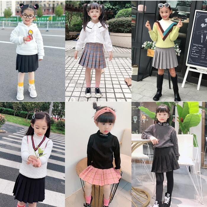 子ども服 子どもチェック無地プリーツミニスカート