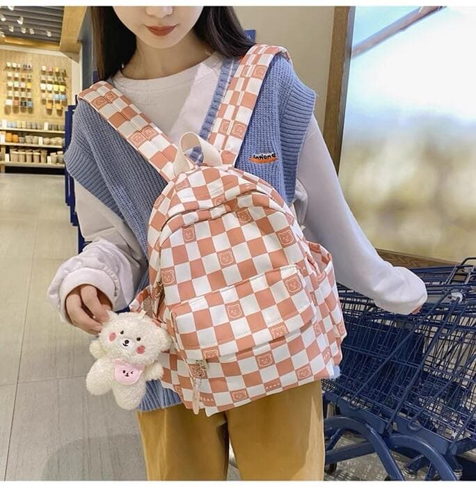 子ども服 子どもベアブロックチェックリュック