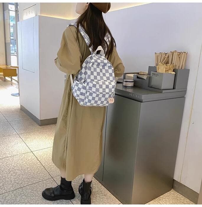 子ども服 子どもベアブロックチェックリュック