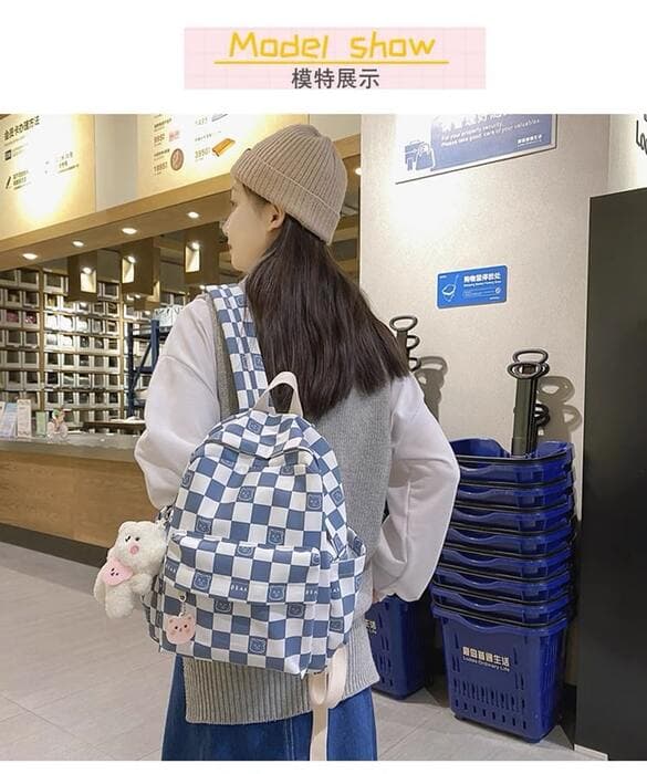 子ども服 子どもベアブロックチェックリュック