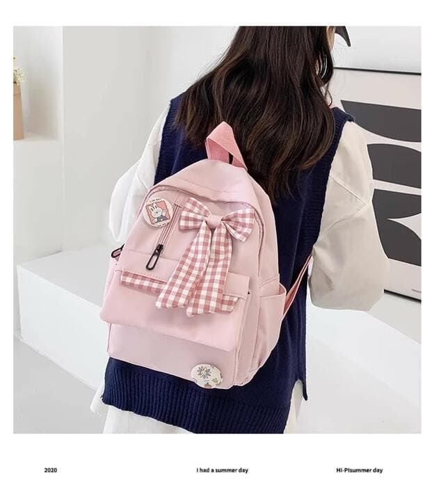 子ども服 子どもブロックチェックリボンリュック