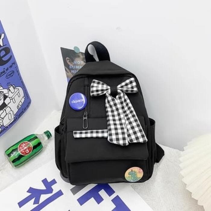 子ども服 子どもブロックチェックリボンリュック