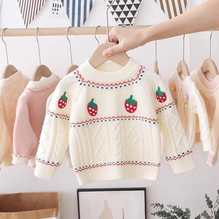 子ども服 子どもニットイチゴの刺繍プルオーバー