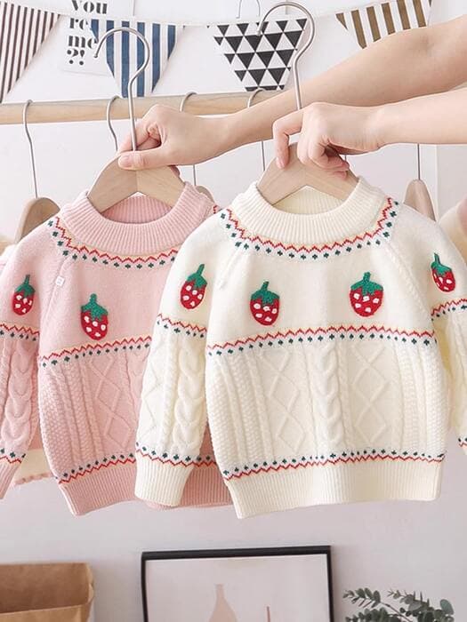 子ども服 子どもニットイチゴの刺繍プルオーバー