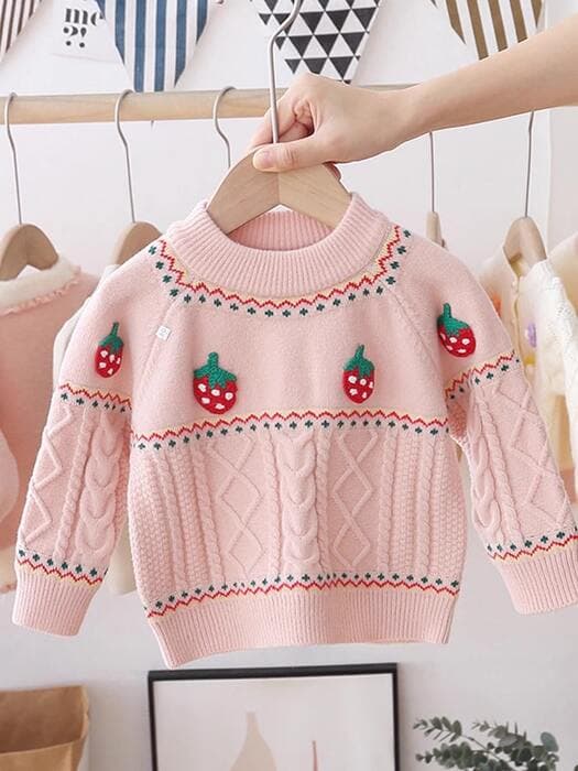 子ども服 子どもニットイチゴの刺繍プルオーバー