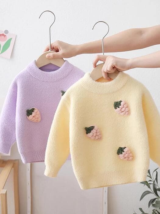 子ども服 子どもニットイチゴの刺繍プルオーバー