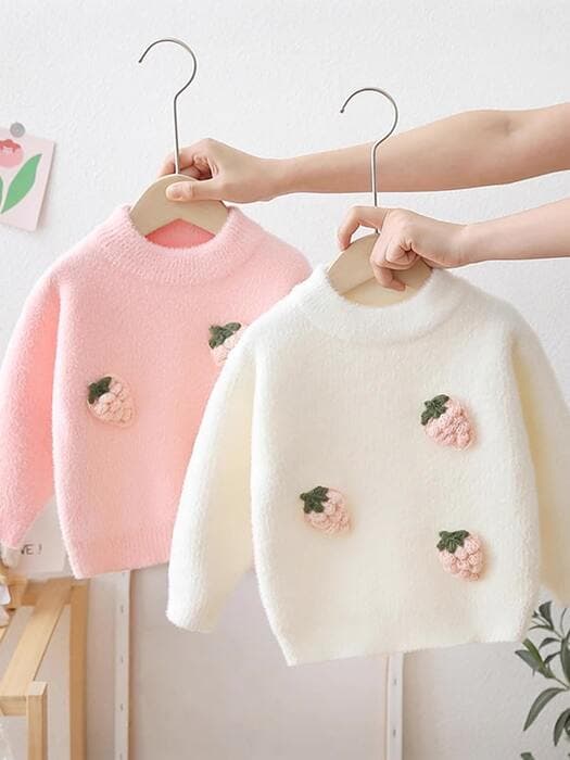 子ども服 子どもニットイチゴの刺繍プルオーバー