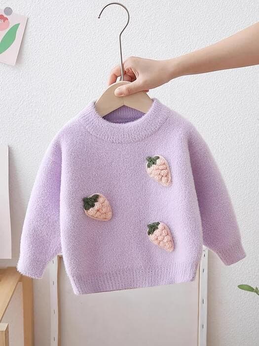 子ども服 子どもニットイチゴの刺繍プルオーバー